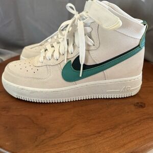 Nike Air Force 1 High SE Shoes Women's Size 8 White Green Sneakers DO9460-100